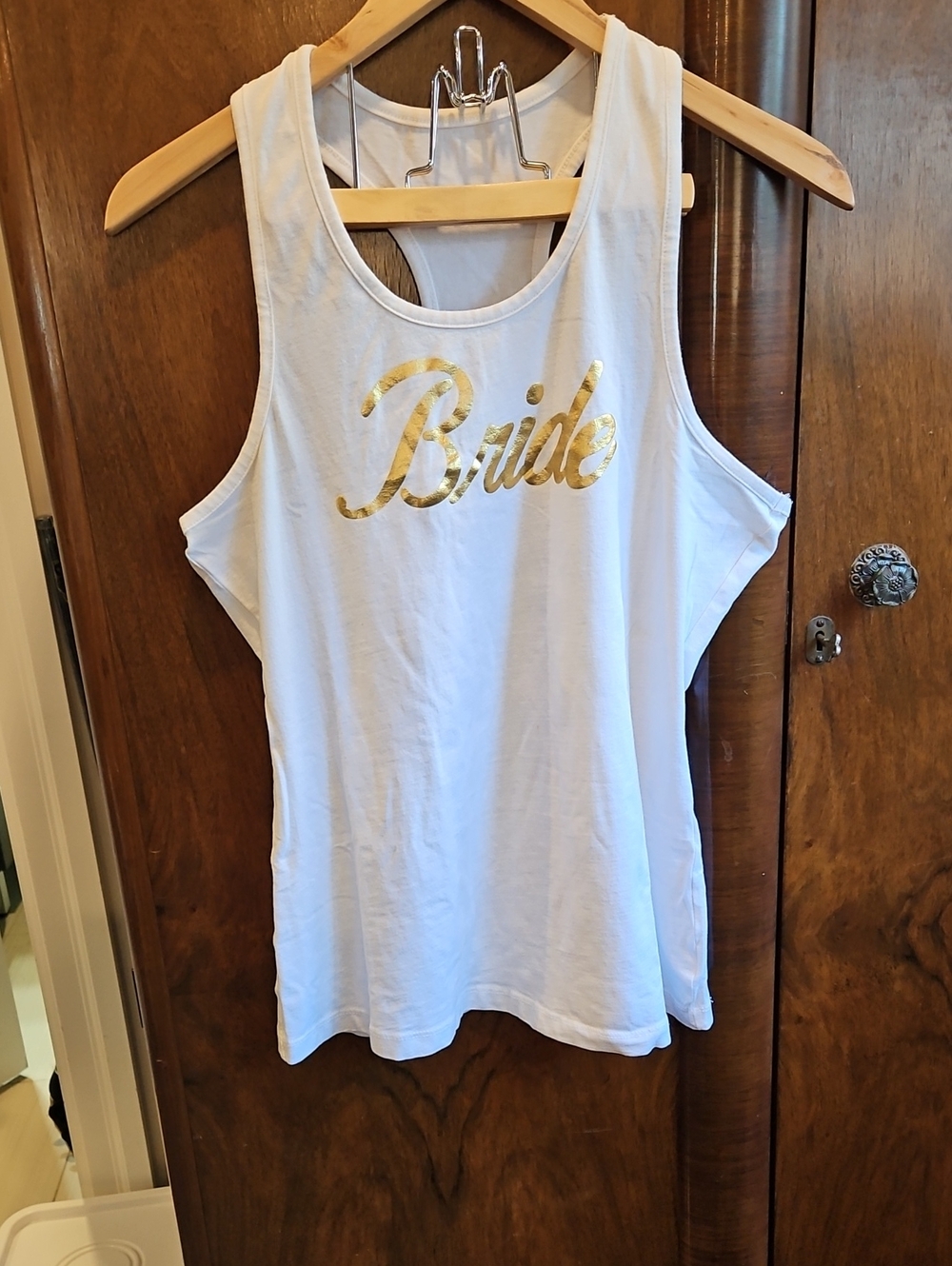 Women's Bride Gold Script Tank Top - White - Size XL